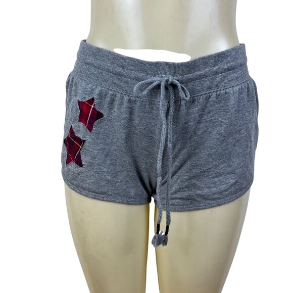 Cozy Zoe Women’s Heather Gray Lounge Set W/ Red Plaid Star and Shorts Sz S - New - Picture 6 of 16